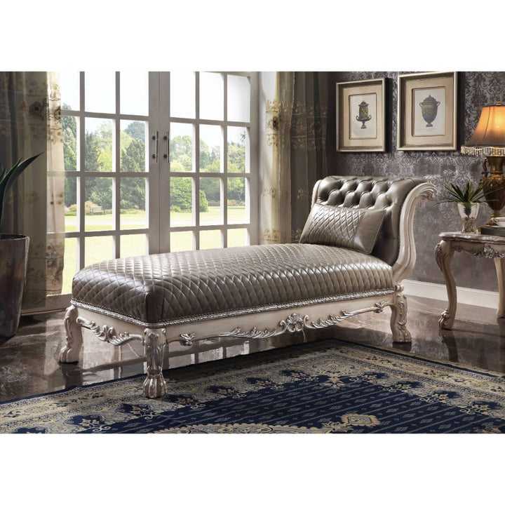 ACME Dresden Vintage Bone White & PU Chaise Model 96275 - MONAVILLA