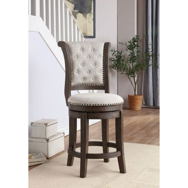 ACME Glison Beige Fabric & Walnut Counter Height Chair Model 96455 - MONAVILLA