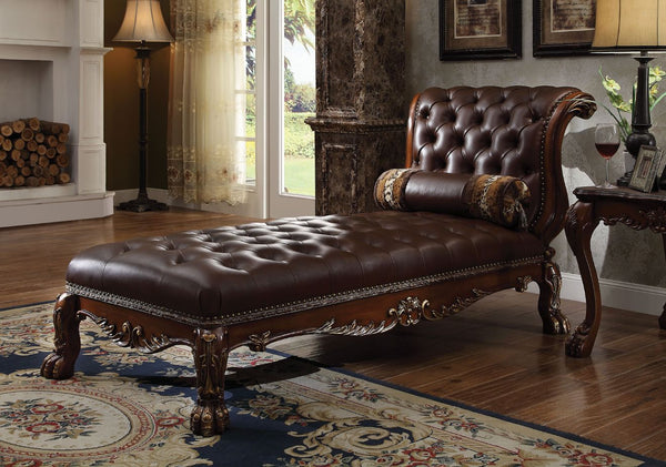 ACME Dresden PU & Cherry Oak Chaise Model 96487 - MONAVILLA