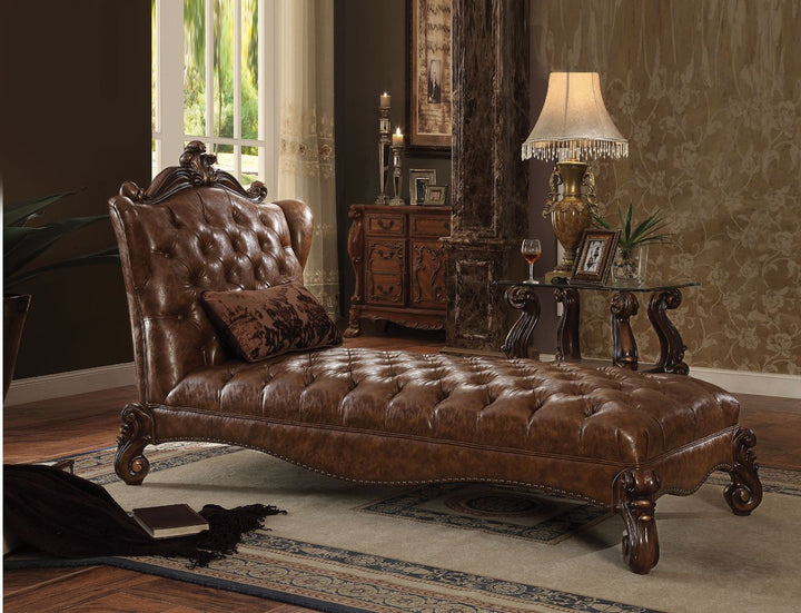 ACME Versailles 2-Tone Light Brown PU & Cherry Oak Chaise Model 96544 - MONAVILLA