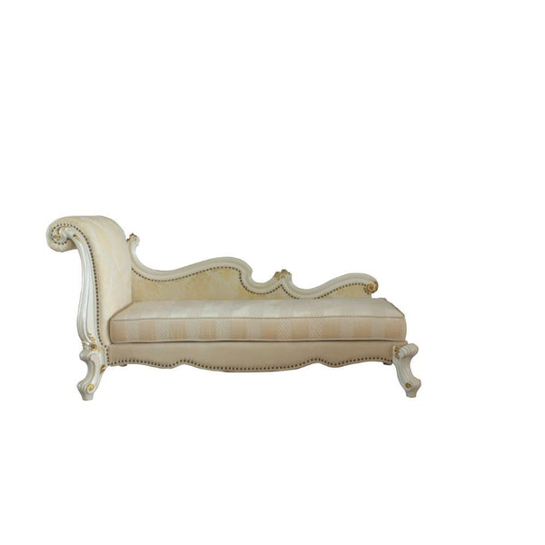 ACME Picardy Antique Pearl & Fabric Chaise Model 96910 - MONAVILLA