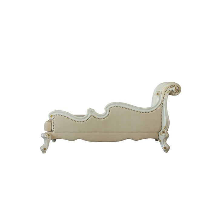 ACME Picardy Antique Pearl & Fabric Chaise Model 96910 - MONAVILLA