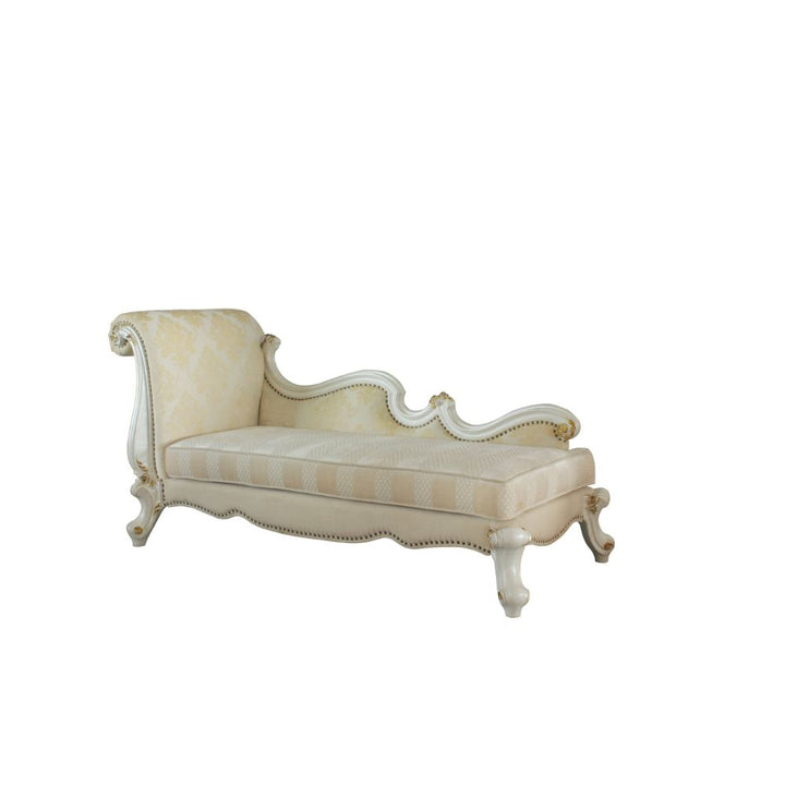 ACME Picardy Antique Pearl & Fabric Chaise Model 96910 - MONAVILLA