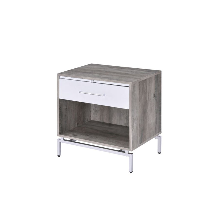 ACME Cistus Weathered Gray Oak & White Accent Table Model 97555 - MONAVILLA