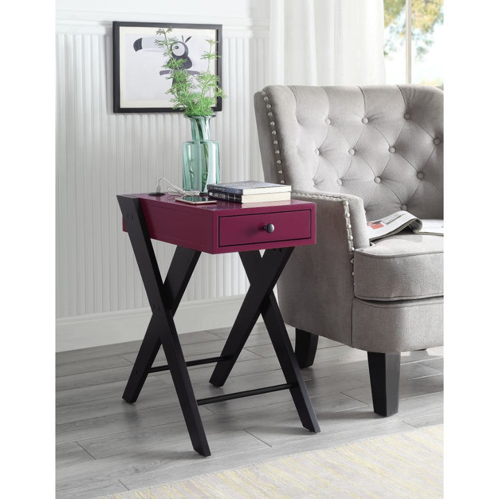 ACME Fierce Burgundy & Black Accent Table Model 97737 - MONAVILLA