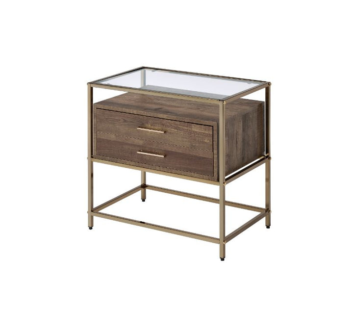 ACME Knave Walnut & Champagne Finish Accent Table Model 97867 - MONAVILLA