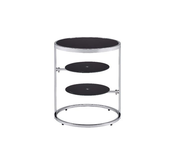 ACME Lynch Black & Chrome Finish Accent Table Model 97879 - MONAVILLA