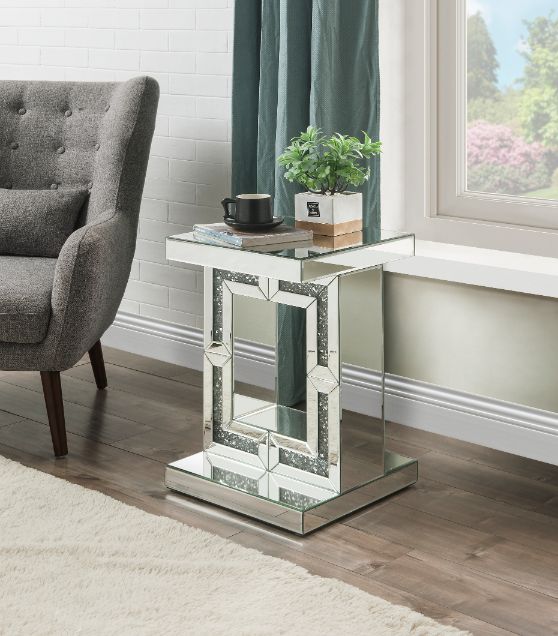 ACME Noralie Mirrored & Faux Diamonds Accent Table Model 97933 - MONAVILLA