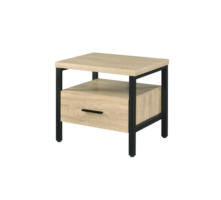 ACME Yawan Oak & Black Finish Accent Table Model 97970 - MONAVILLA