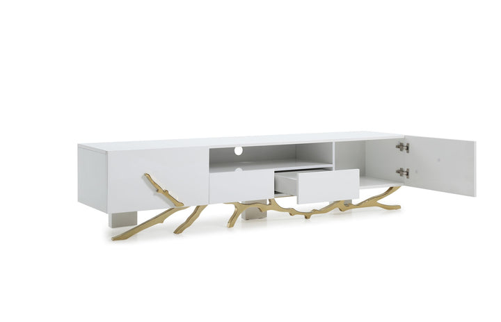 Modrest Legend Modern White & Gold TV Stand - MONAVILLA