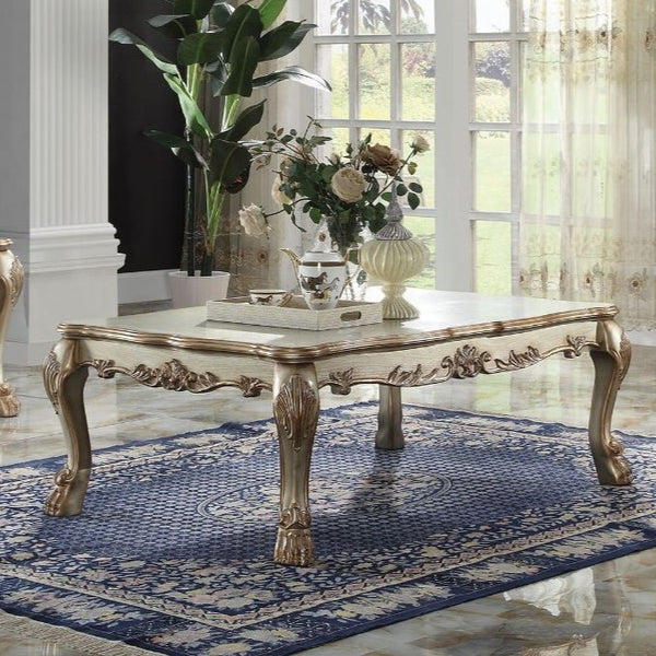 ACME Dresden Gold Patina & Bone Coffee Table Model 83160