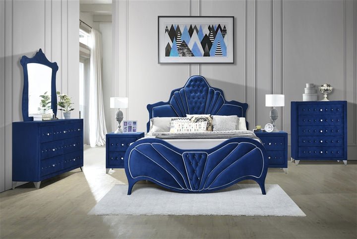 ACME Dante Blue Velvet Bed Model 24220 - MONAVILLA