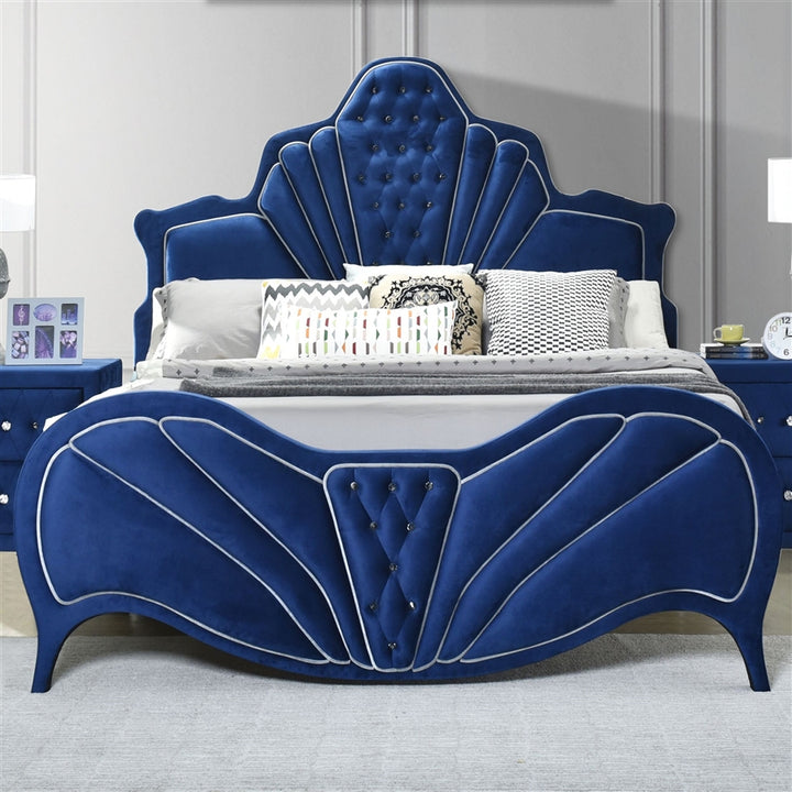 ACME Dante Blue Velvet Bed Model 24220 - MONAVILLA