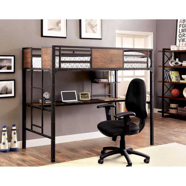 Furniture Of America Clapton Black Industrial Twin Bed With Workstation Model CM-BK029TD - MONAVILLA