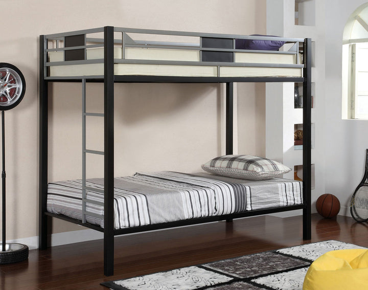 Furniture Of America Clifton Silver/Gun Metal Contemporary Twin Twin Bunk Bed Model CM-BK1021 - MONAVILLA