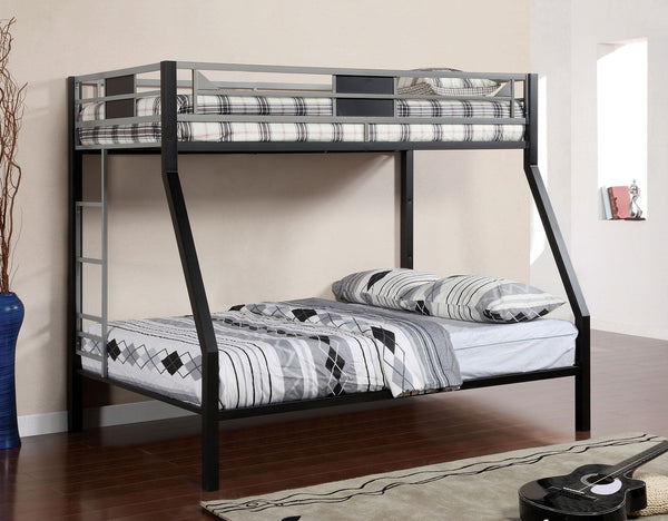 Furniture Of America Clifton Silver/Gun Metal Contemporary Twin Full Bunk Bed Model CM-BK1022 - MONAVILLA