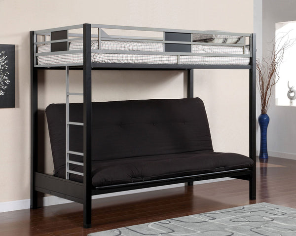 Furniture Of America Clifton Silver/Gun Metal Contemporary Twin Size Loft Bed With Futon Base Model CM-BK1024 - MONAVILLA