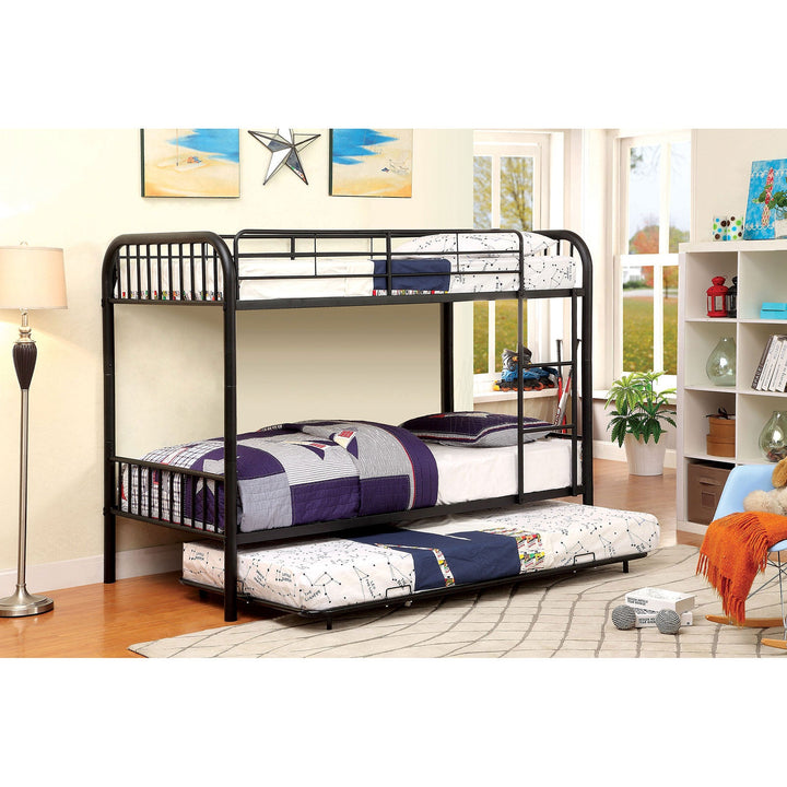 Furniture Of America Rainbow Black Contemporary Metal Twin Twin Bunk Bed Model CM-BK1035BK - MONAVILLA