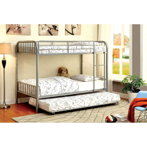 Furniture Of America Rainbow Silver Contemporary Metal Twin Twin Bunk Bed Model CM-BK1035SV - MONAVILLA