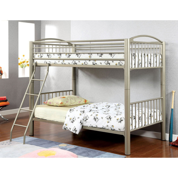 Furniture Of America Lovia Metallic Gold Contemporary Twin Twin Bunk Bed Model CM-BK1037T - MONAVILLA