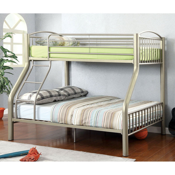 Furniture Of America Lovia Metallic Gold Contemporary Twin Full Bunk Bed Model CM-BK1037TF - MONAVILLA