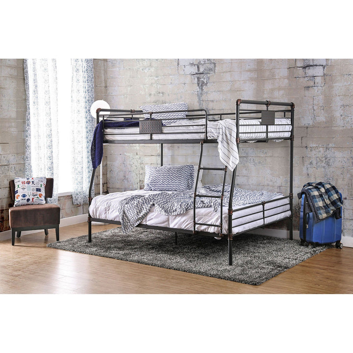 Furniture Of America Olga Antique Black Industrial Metal Twin Twin Bunk Bed Model CM-BK913 - MONAVILLA