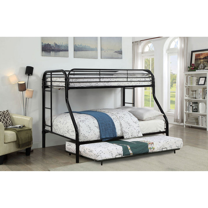 Furniture Of America Opal Black Contemporary Twin Full Bunk Bed Model CM-BK931BK-TF - MONAVILLA