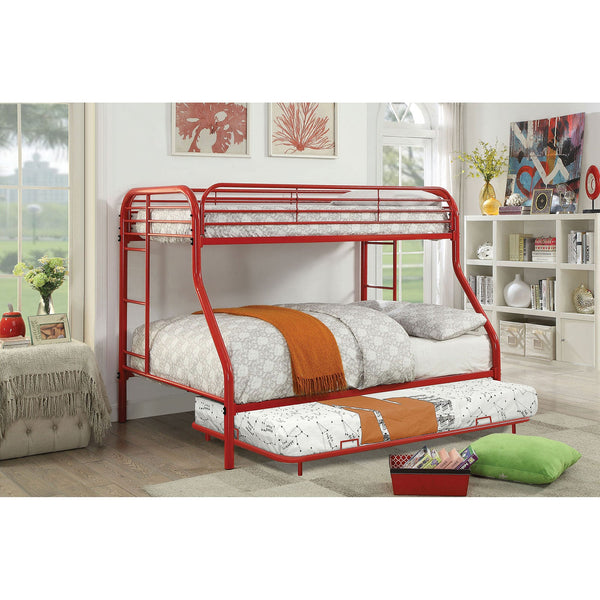 Furniture Of America Opal Red Contemporary Twin Full Bunk Bed Model CM-BK931RD-TF - MONAVILLA