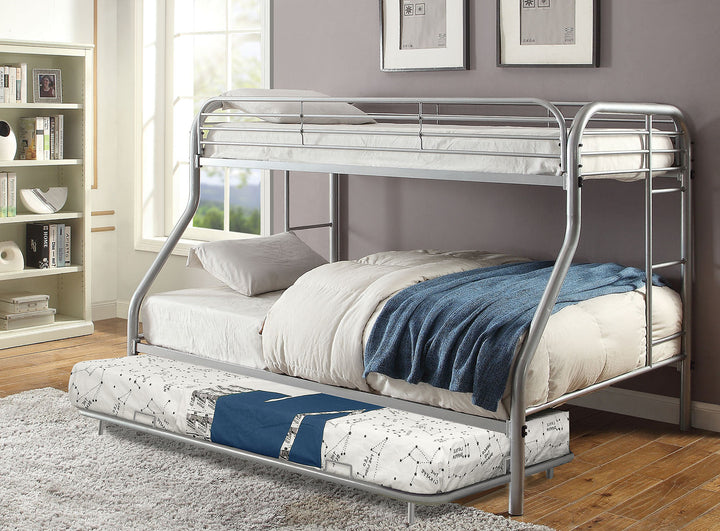 Furniture Of America Opal Silver Contemporary Twin Full Bunk Bed Model CM-BK931SV-TF - MONAVILLA