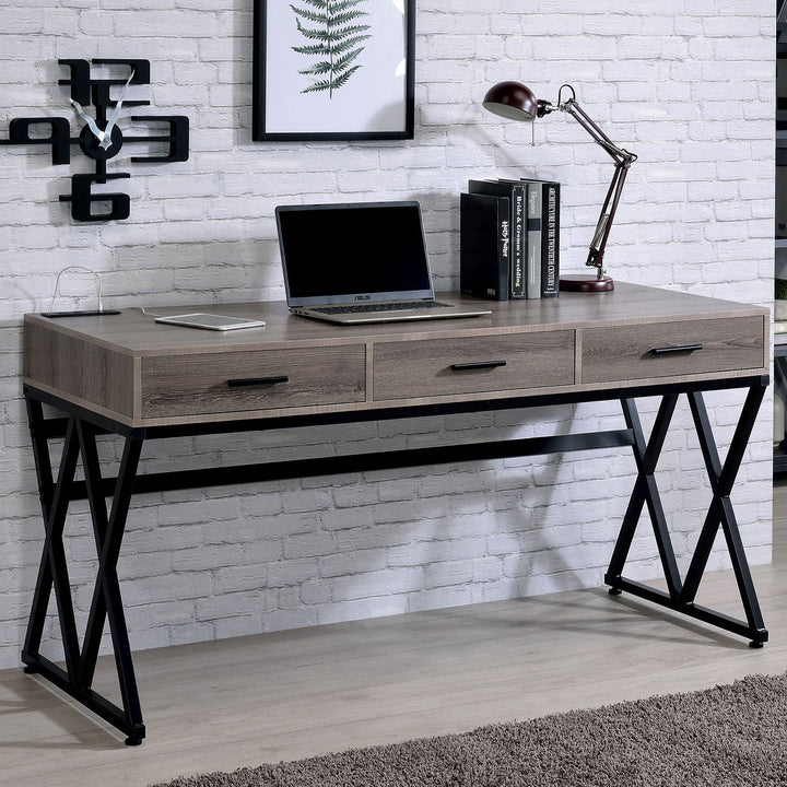 Furniture Of America Moers Gray/Sand Black Industrial Desk Model CM-DK921 - MONAVILLA