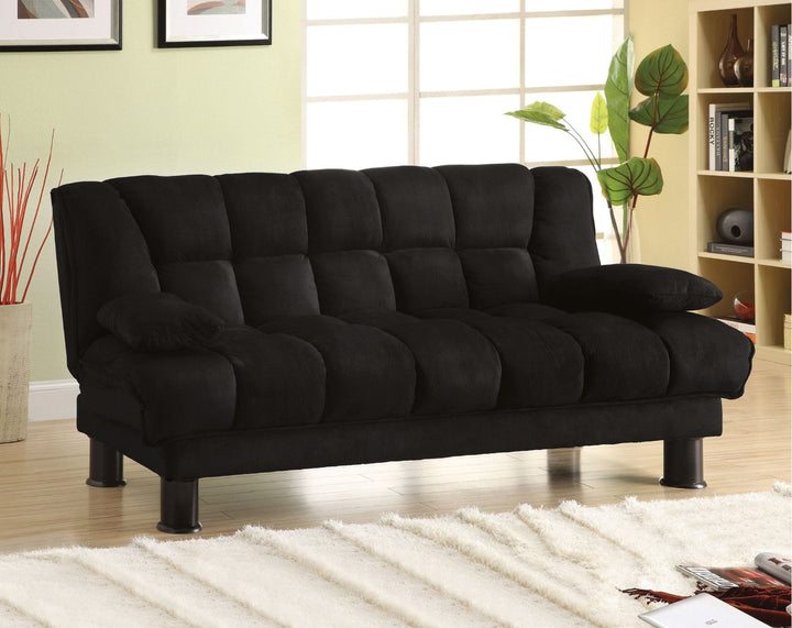 Furniture Of America Bonifa Black Contemporary Elephant Skin Microfiber Futon Sofa Model CM2150 - MONAVILLA