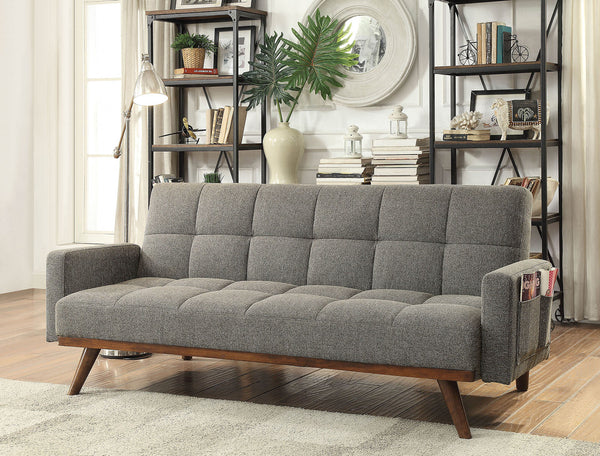 Furniture Of America Nettie Gray Mid-Century Modern Futon Sofa Model CM2605 - MONAVILLA