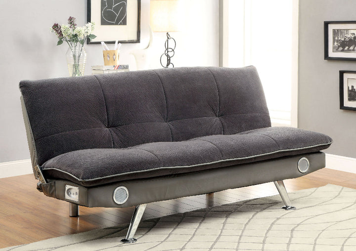 Furniture Of America Gallagher Gray Contemporary Futon Sofa With Bluetooth Speaker, Gray Model CM2675GY - MONAVILLA