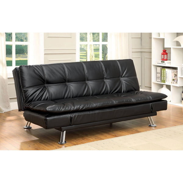 Furniture Of America Hauser Black/Chrome Contemporary Futon Sofa, Black Model CM2677BK - MONAVILLA