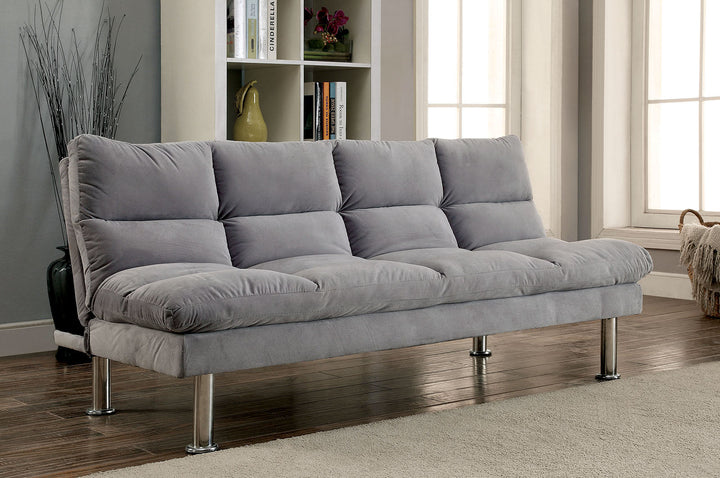 Furniture Of America Saratoga Gray Contemporary Microfiber Futon Sofa, Gray Model CM2902GY - MONAVILLA