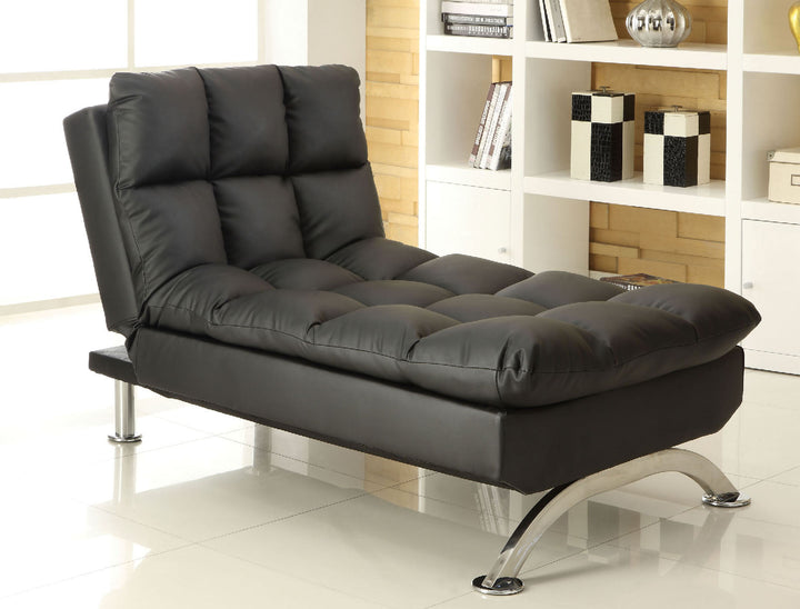 Furniture Of America Aristo Black/Chrome Contemporary Chaise, Black Model CM2906BK-CE - MONAVILLA