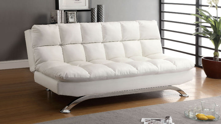 Furniture Of America Aristo White/Chrome Contemporary Futon Sofa, White Model CM2906WH - MONAVILLA