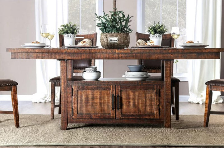 Furniture Of America Wichita Distressed Dark Oak Rustic Counter Height Table Model CM3061PT - MONAVILLA