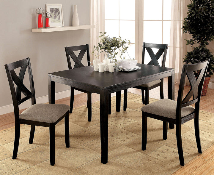 Furniture Of America Glenham Brushed Black Transitional 5-Piece Dining Table Set Model CM3175T-5PK - MONAVILLA