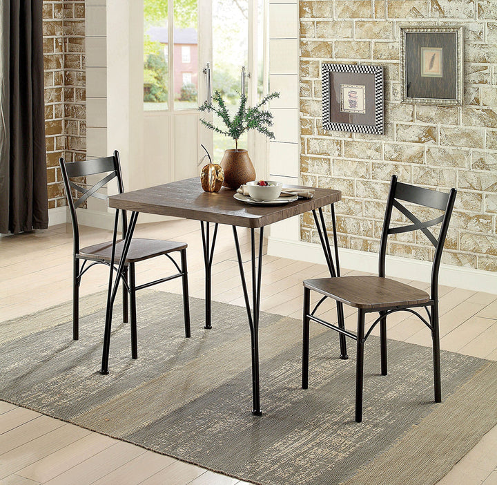 Furniture Of America Slingsbury Antique Brown/Dark Bronze Industrial 3-Piece 29" Dining Table Set, Antique Brown Model CM3279BR-T-29-3PK - MONAVILLA