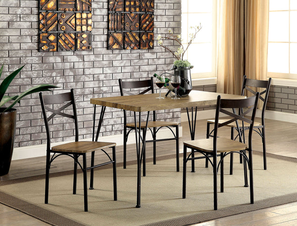 Furniture Of America Banbury Dark Bronze/Natural Industrial 5-Piece 43" Dining Table Set, Gray Model CM3279T-43-5PK - MONAVILLA