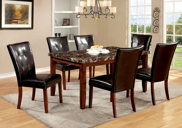 Furniture Of America Elmore Antique Oak Transitional Dining Table With Faux Marble Top Model CM3328T - MONAVILLA