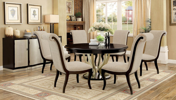 Furniture Of America Ornette Espresso/Champagne Transitional Round Table Model CM3353RT - MONAVILLA