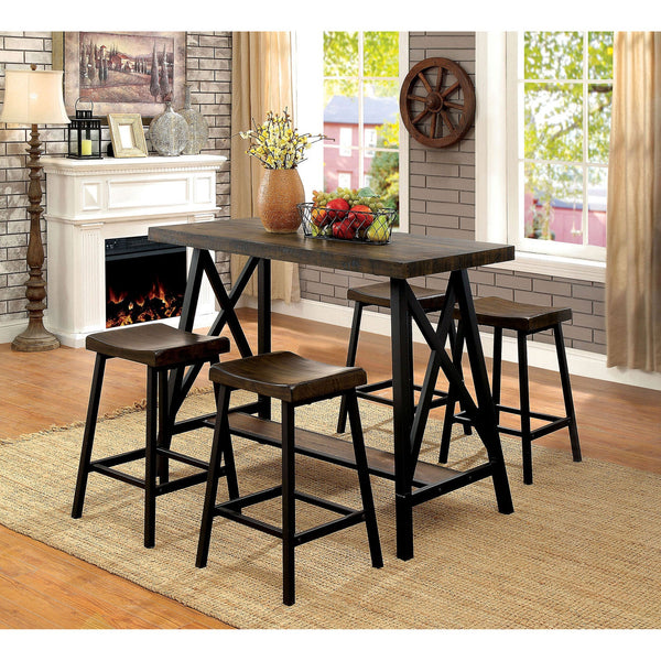 Furniture Of America Lainey Weathered Medium Oak/Black Industrial Counter Height Table Model CM3415PT - MONAVILLA