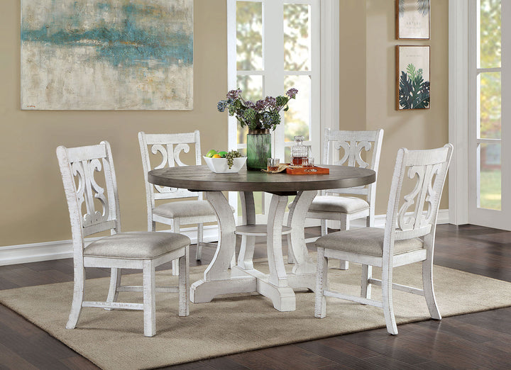 Furniture Of America Auletta Distressed White/Gray Rustic Round Dining Table, Gray Model CM3417GY-RT - MONAVILLA