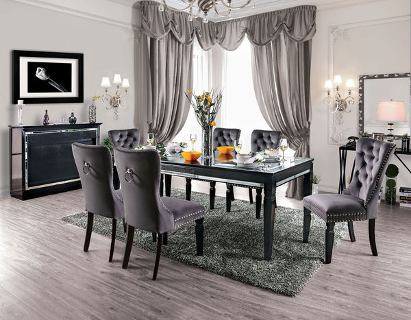 Furniture Of America Alena Black/Silver Transitional Dining Table Model CM3452BK-T - MONAVILLA