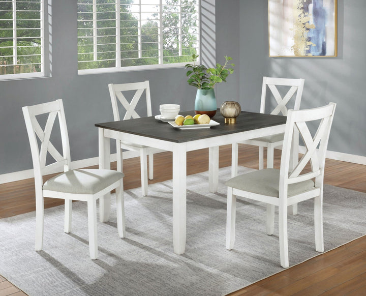 Furniture Of America Anya Distressed White/Distressed Gray Rustic 5-Piece Dining Table Set Model CM3476WH-T-5PK - MONAVILLA