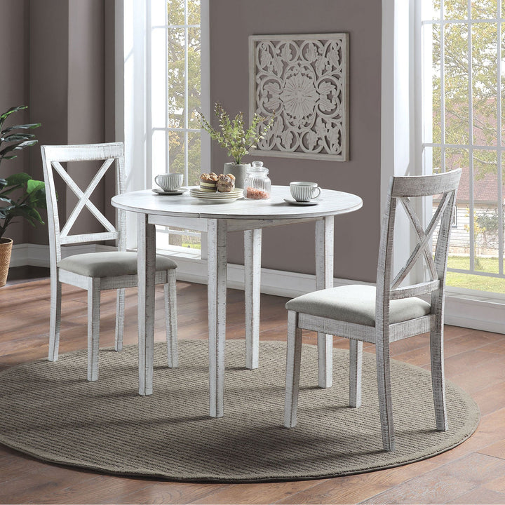 Furniture Of America Delemont Antique White Transitional 3-Piece Dining Table Set, White Model CM3477WH-RT-3PK - MONAVILLA