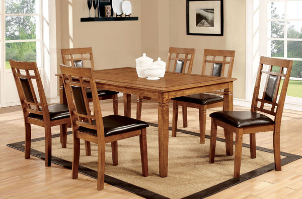 Furniture Of America Freeman Light Oak/Espresso Transitional 7-Piece Dining Table Set Model CM3502T-7PK - MONAVILLA