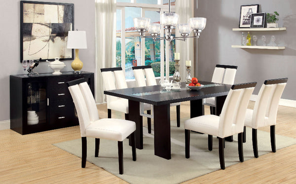 Furniture Of America Luminar Black Contemporary Glass-Insert Dining Table Model CM3559T - MONAVILLA